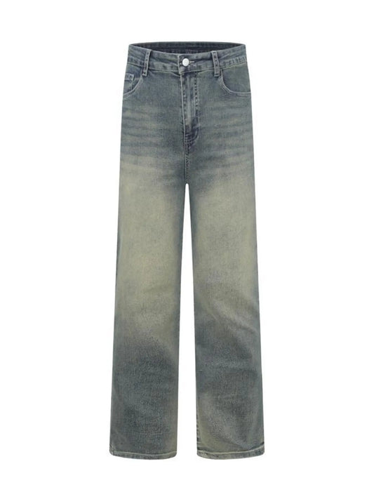 Men's Vintage Wash Wide Leg High-Rise Jeans - Velora Luxury Fashion