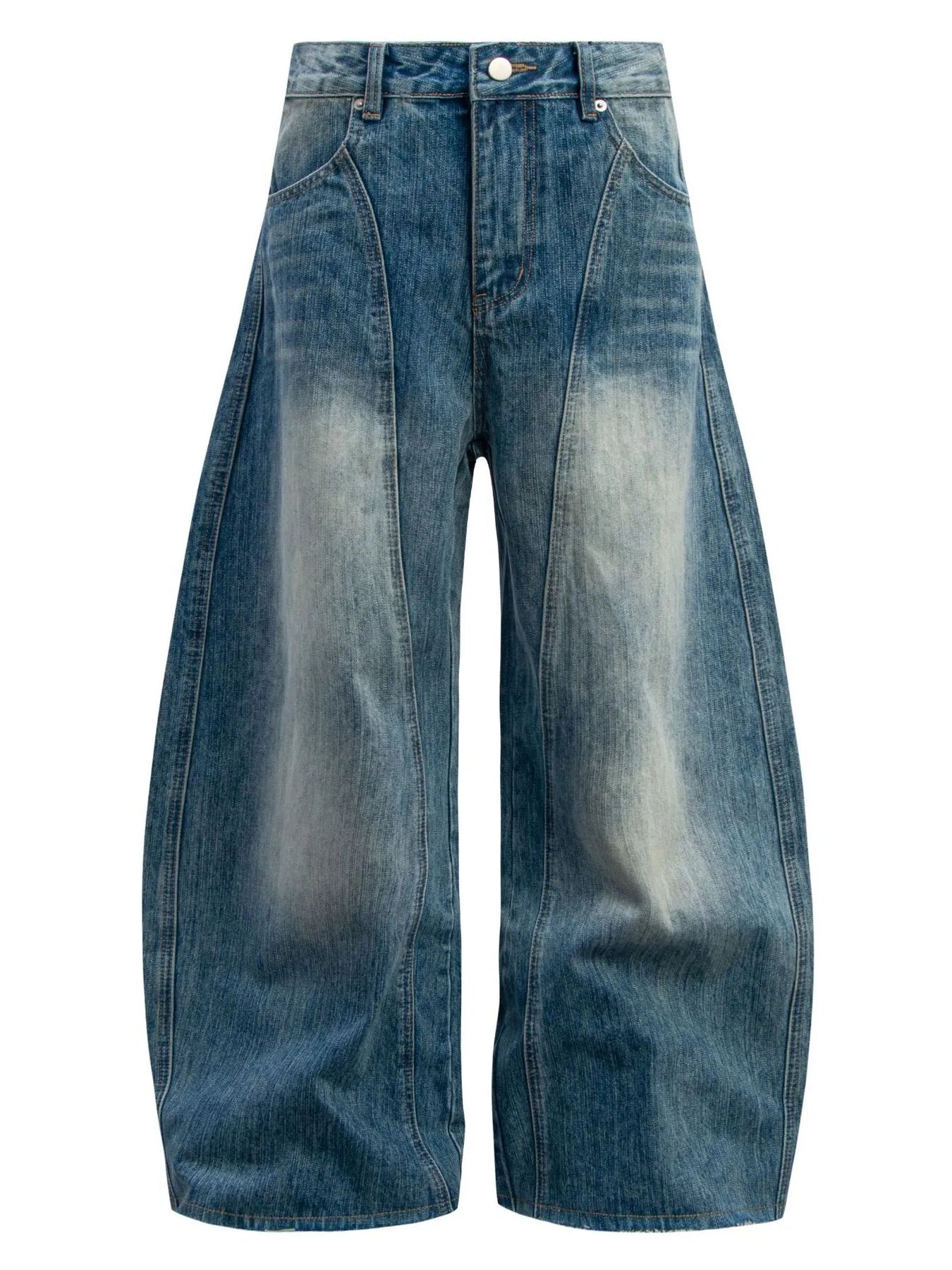 Men's Vintage Washed Curved Jeans - Velora Luxury Fashion