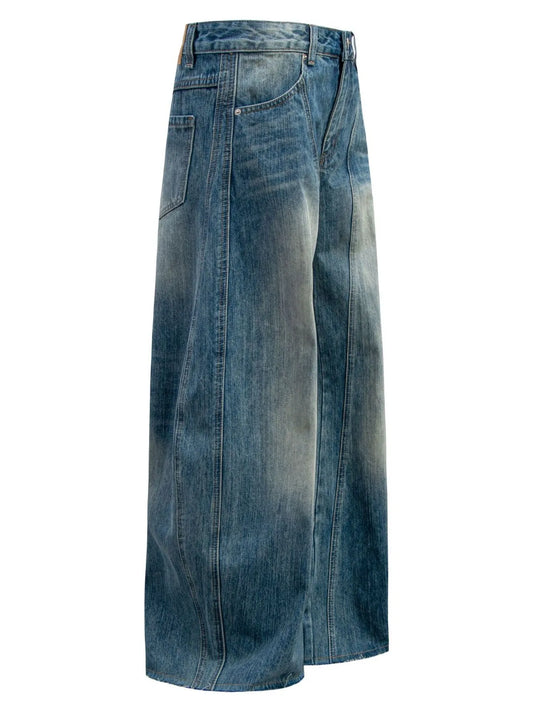 Men's Vintage Washed Curved Jeans - Velora Luxury Fashion