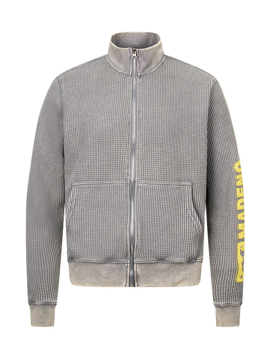 Men's Waffle-Knit Zip-Up Sweatshirt - Velora Luxury Fashion