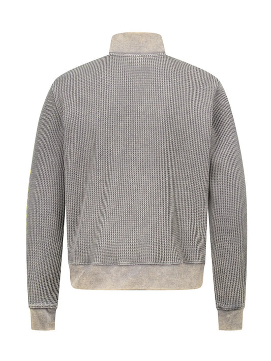 Men's Waffle-Knit Zip-Up Sweatshirt - Velora Luxury Fashion