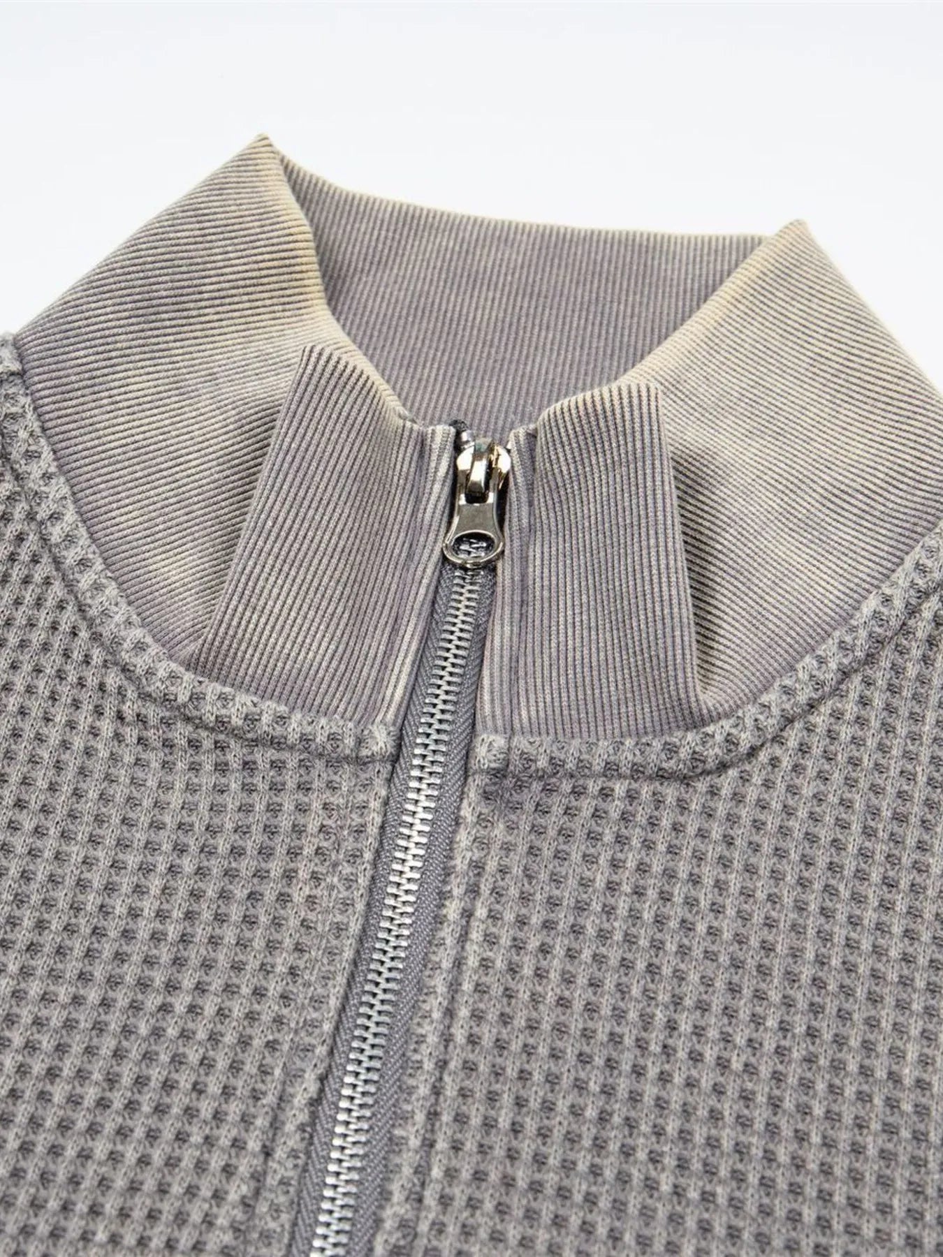 Men's Waffle-Knit Zip-Up Sweatshirt - Velora Luxury Fashion