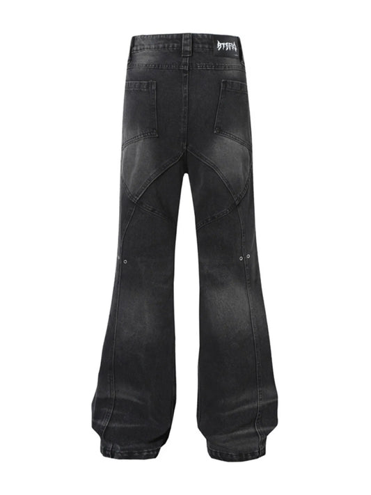 Men's Wash Wide Leg Flare Jeans - Velora Luxury Fashion