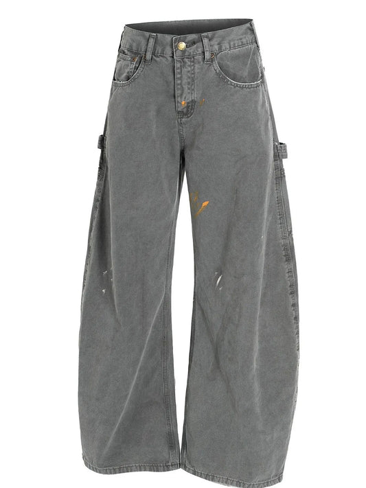 Men's Washed Distressed Curved Jeans - Velora Luxury Fashion