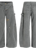 Men's Washed Distressed Curved Jeans - Velora Luxury Fashion