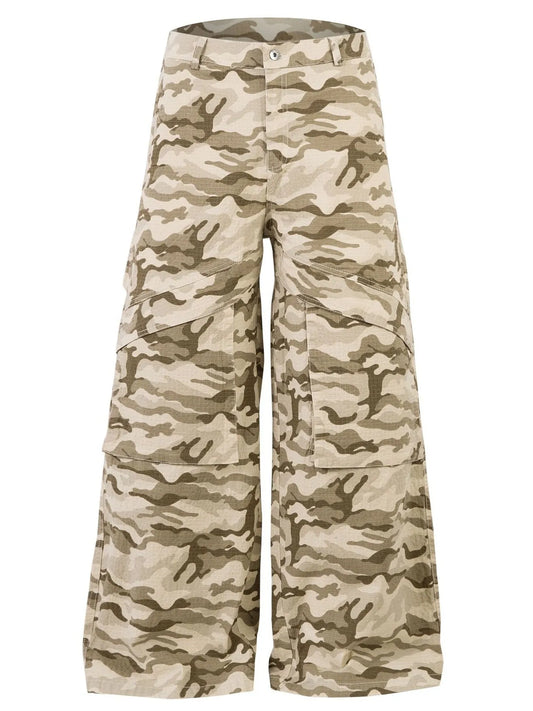 Men's Wide Leg Camo Print Cargo Pants - Velora Luxury Fashion