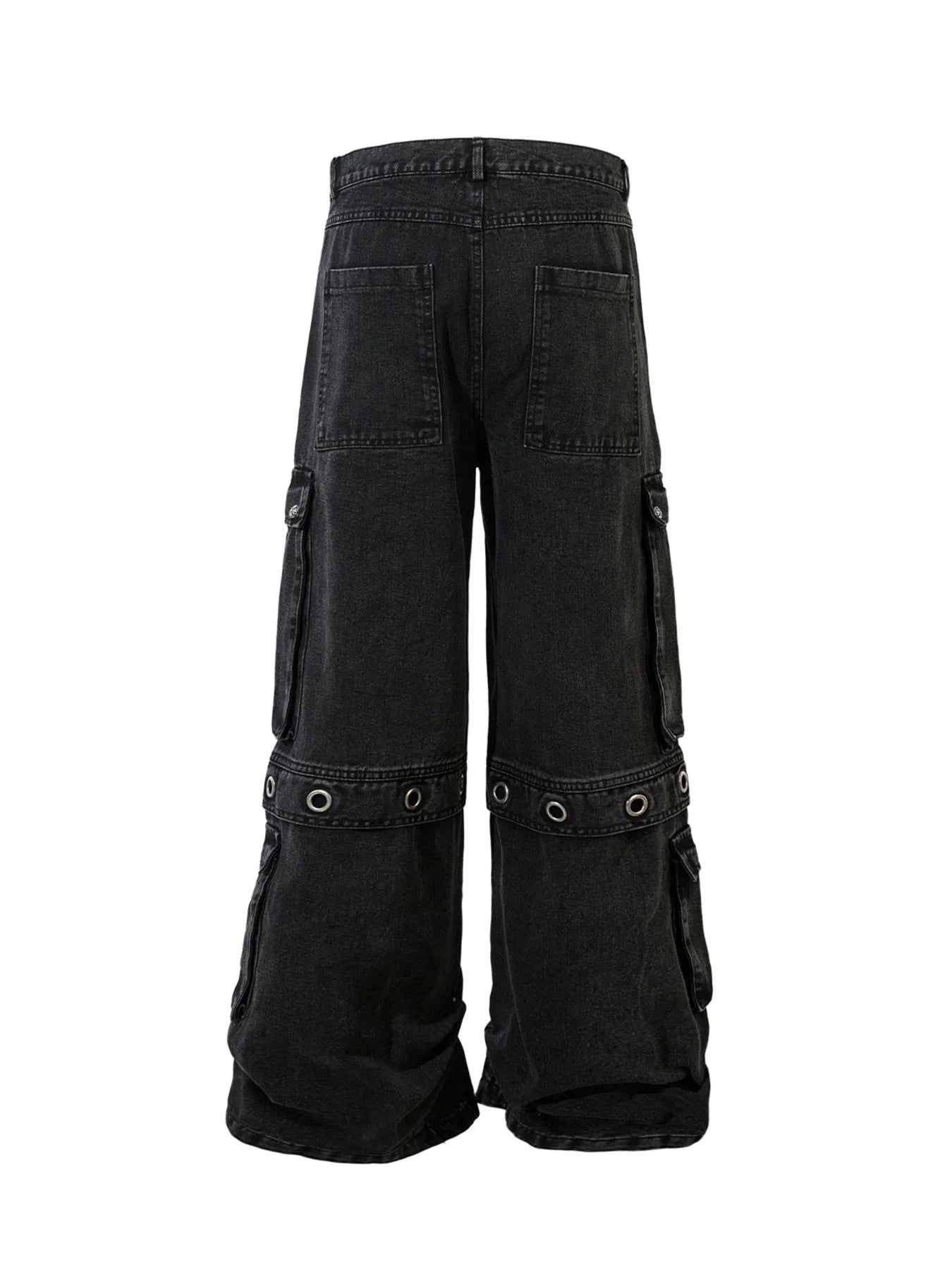 Men's Wide Leg Cargo Denim Jeans with Multi Pockets - Velora Luxury Fashion