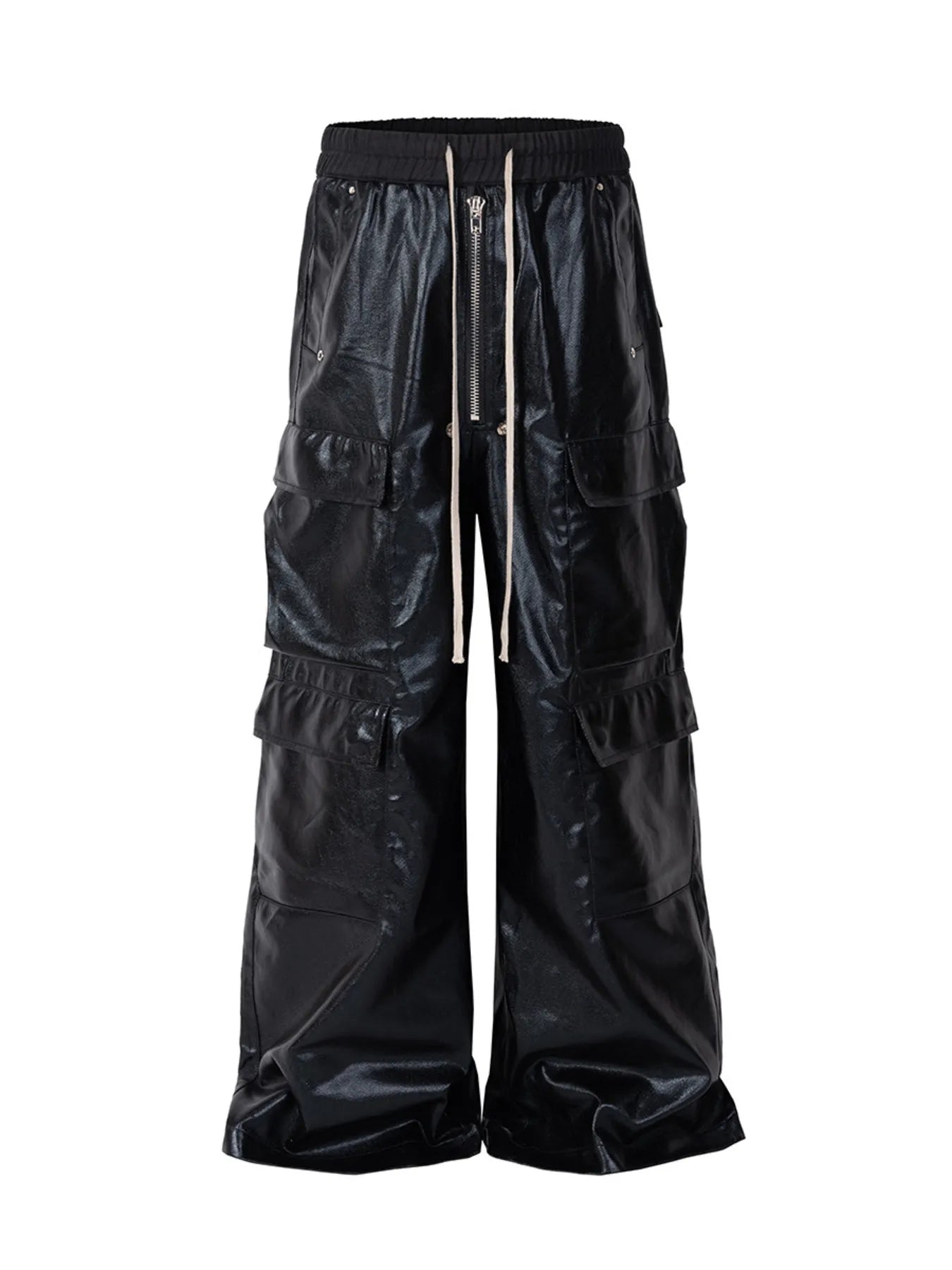 Men's Wide Leg Cargo Pants with Drawstring Waist - Velora Luxury Fashion
