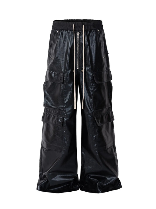 Men's Wide Leg Cargo Pants with Drawstring Waist - Velora Luxury Fashion