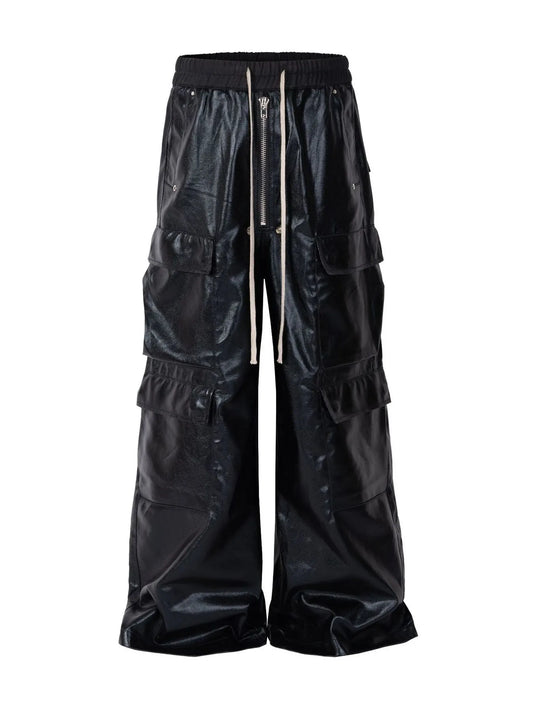 Men's Wide Leg Cargo Pants with Drawstring Waist - Velora Luxury Fashion