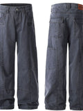 Men's Wide Leg Cargo Pants with Stitching Detail - Velora Luxury Fashion