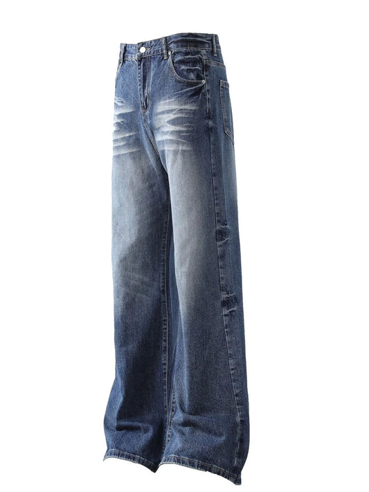 Men's Wide Leg High Waist Jeans - Velora Luxury Fashion