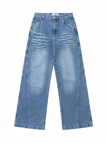 Men's Wide Leg High Waist Relaxed Fit Jeans - Velora Luxury Fashion