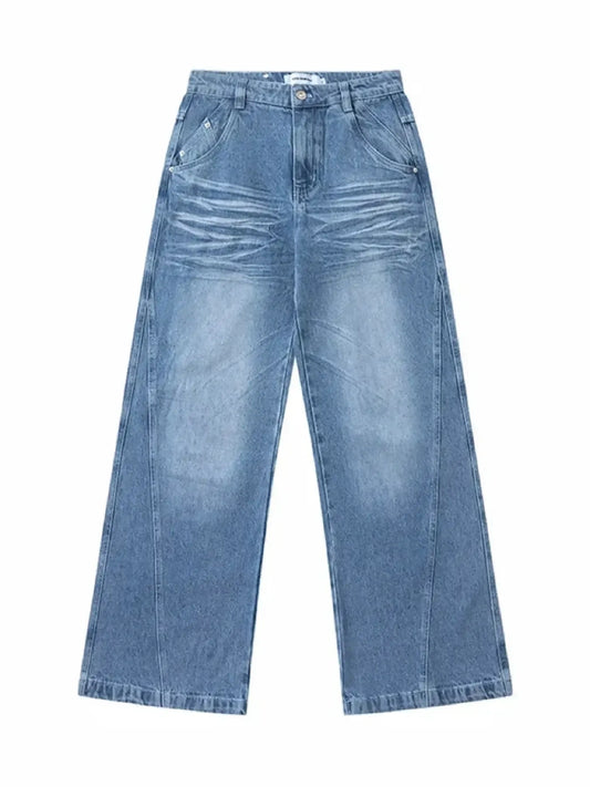 Men's Wide Leg High Waist Relaxed Fit Jeans - Velora Luxury Fashion