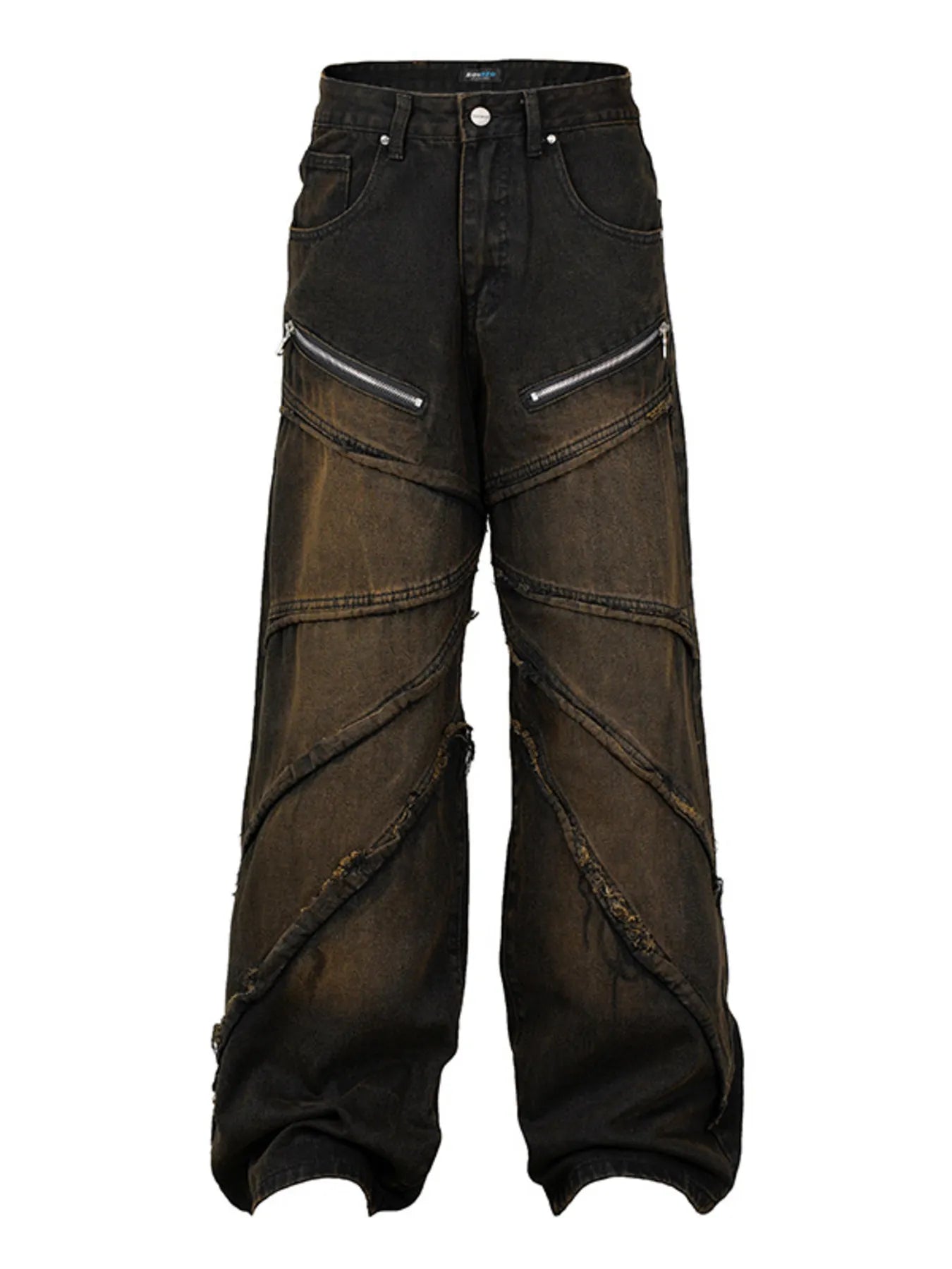 Men's Wide Leg Jeans with Frayed Seam Details - Velora Luxury Fashion