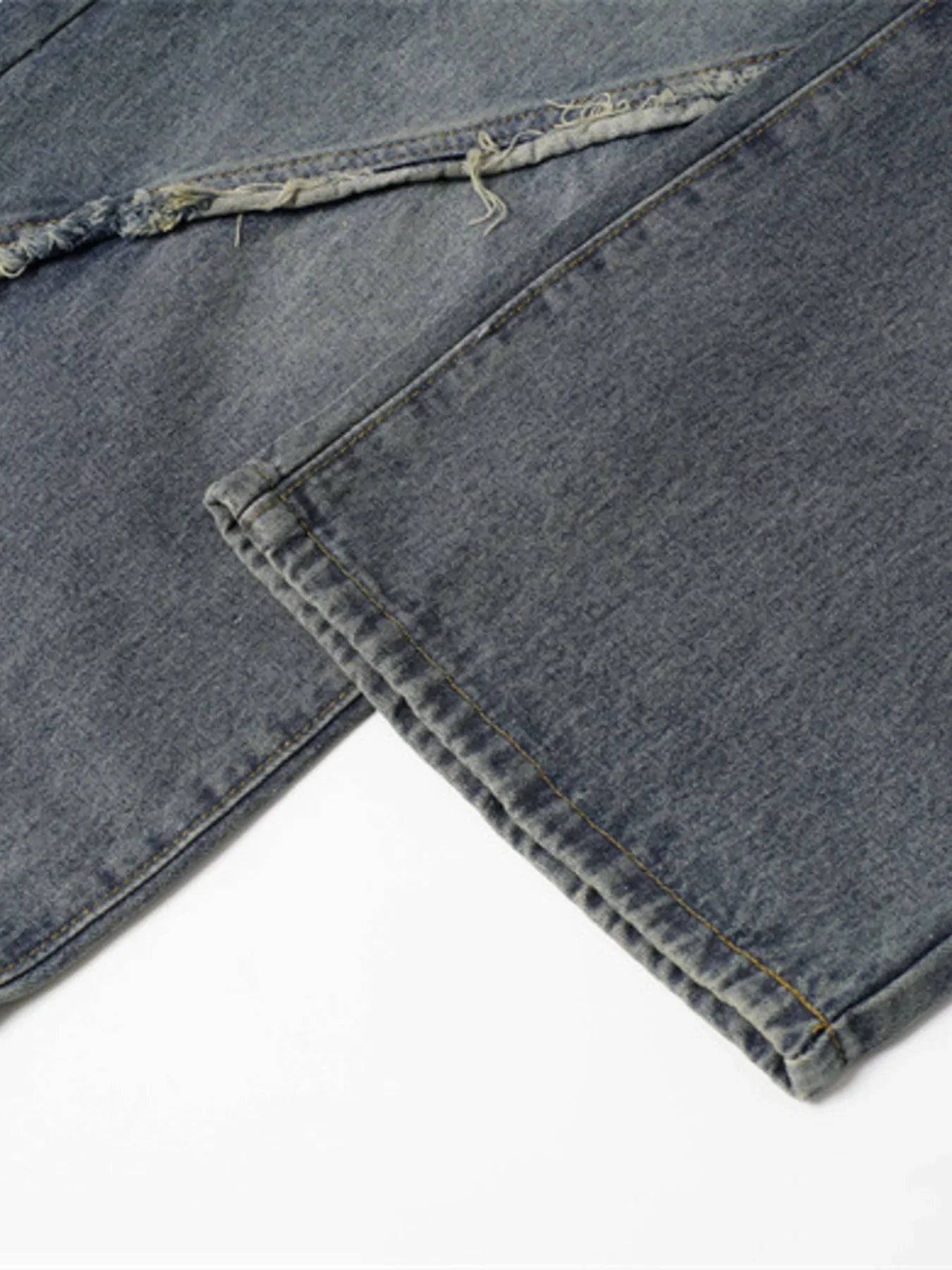 Men's Wide Leg Jeans with Frayed Seam Details - Velora Luxury Fashion