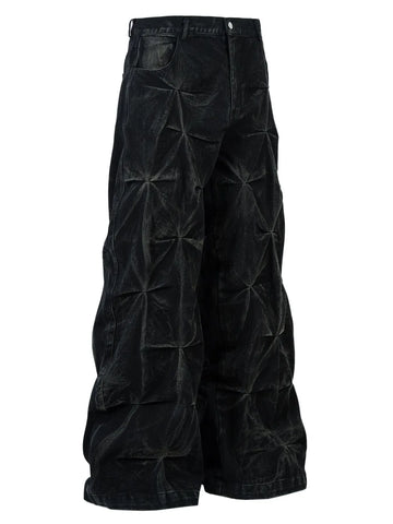 Men's Wide Leg Jeans with Ruched Detail - Velora Luxury Fashion