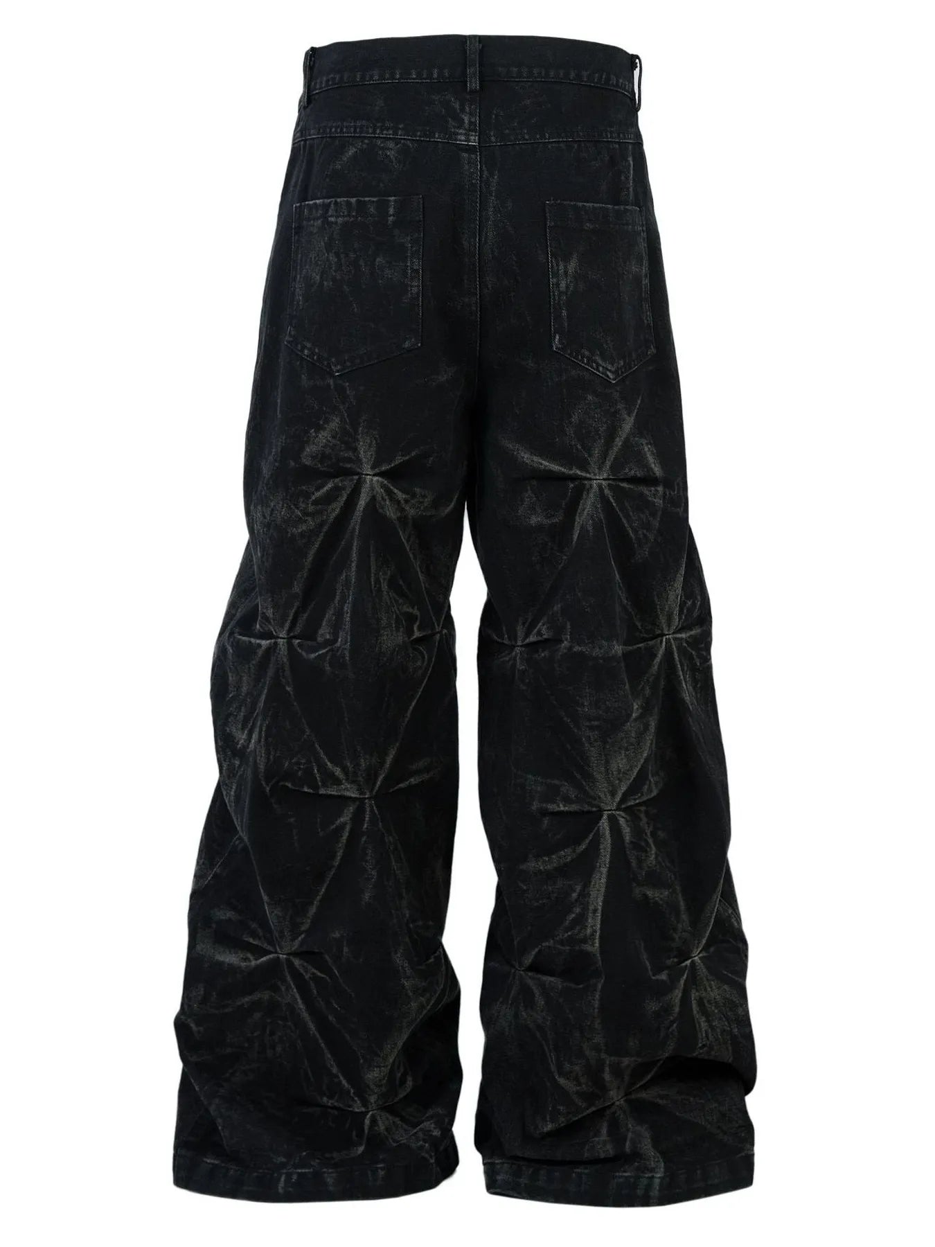 Men's Wide Leg Jeans with Ruched Detail - Velora Luxury Fashion
