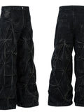Men's Wide Leg Jeans with Ruched Detail - Velora Luxury Fashion