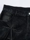Men's Wide Leg Jeans with Ruched Detail - Velora Luxury Fashion