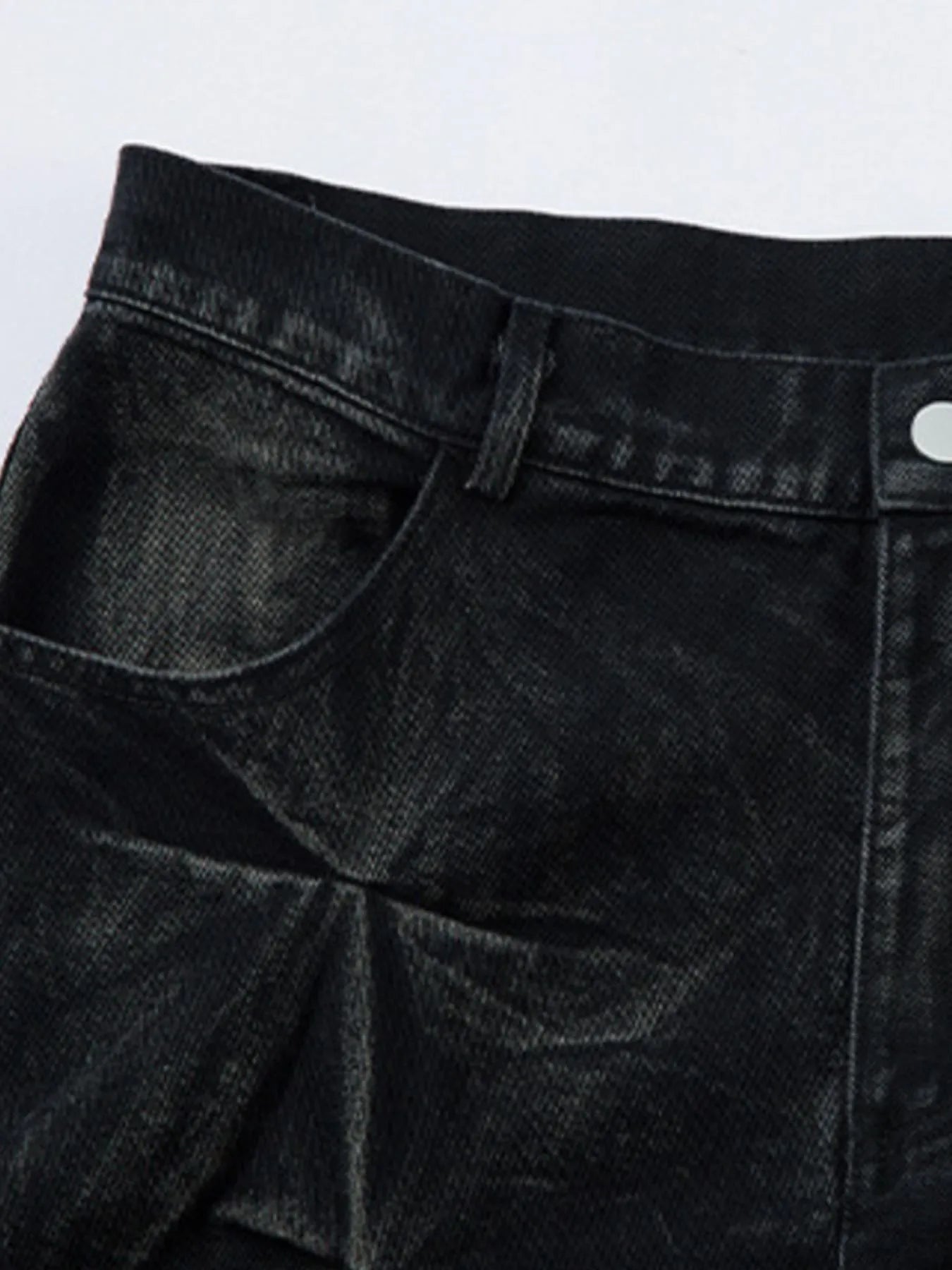 Men's Wide Leg Jeans with Ruched Detail - Velora Luxury Fashion