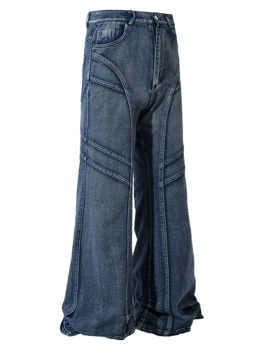 Men's Wide Leg Jeans with Seam Detail - Velora Luxury Fashion
