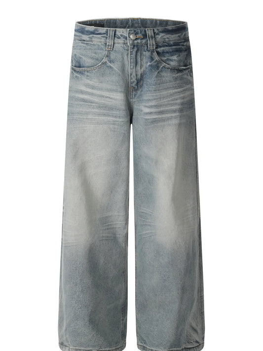 Men's Wide Leg Wash Denim Jeans - Velora