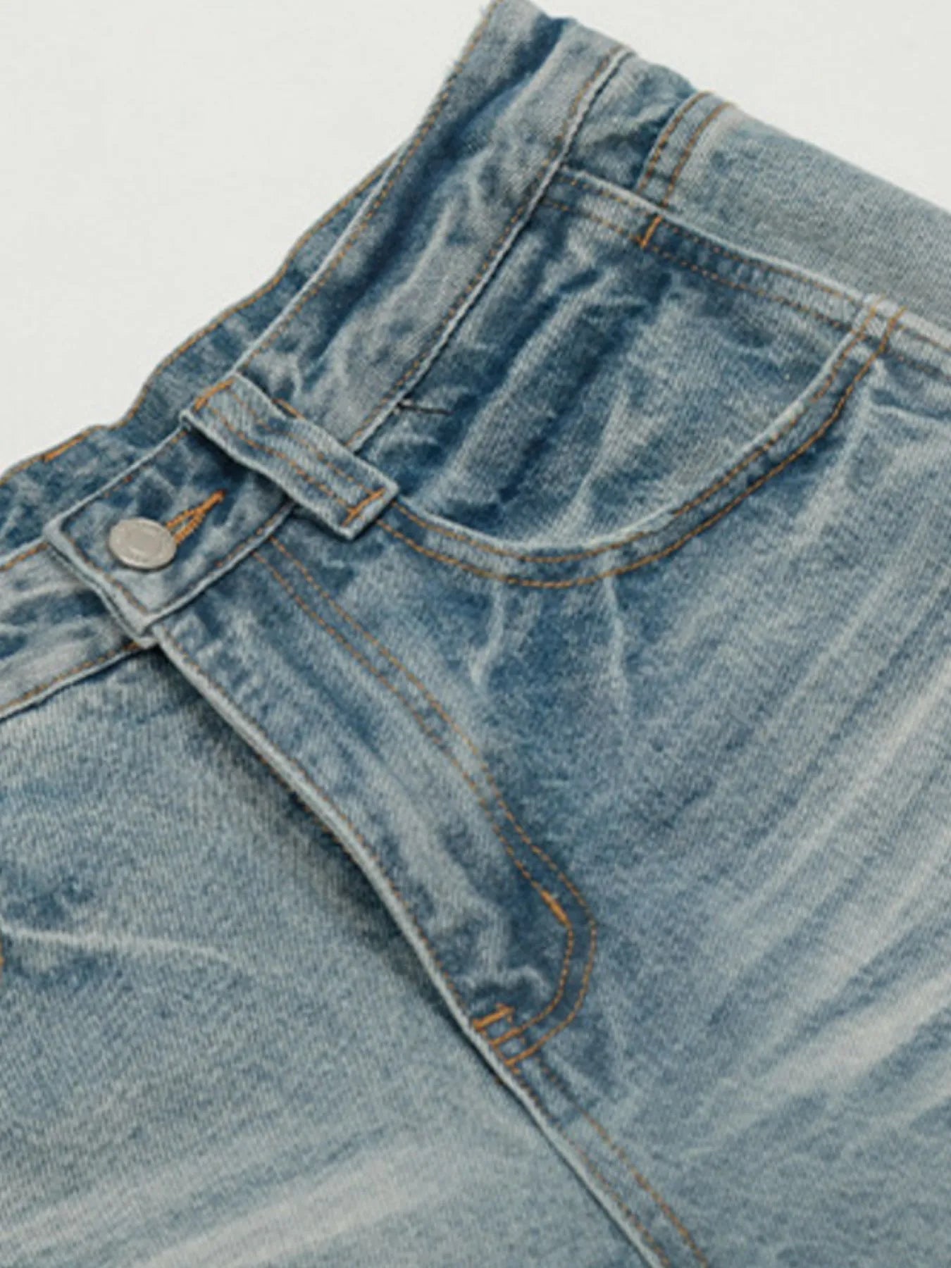 Men's Wide Leg Wash Denim Jeans - Velora Luxury Fashion