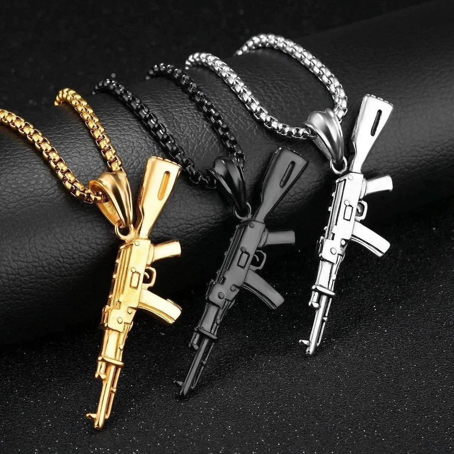 Men's AK47 Titanium Steel Street Hip-hop Electroplating Stainless Steel Gun Necklace