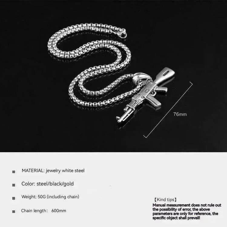 Men's AK47 Titanium Steel Street Hip-hop Electroplating Stainless Steel Gun Necklace