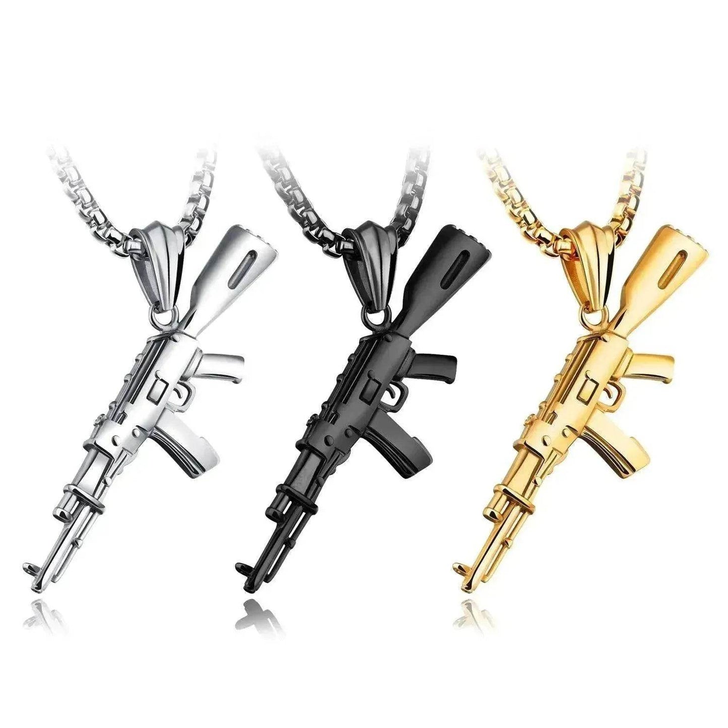 Men's AK47 Titanium Steel Street Hip-hop Electroplating Stainless Steel Gun Necklace