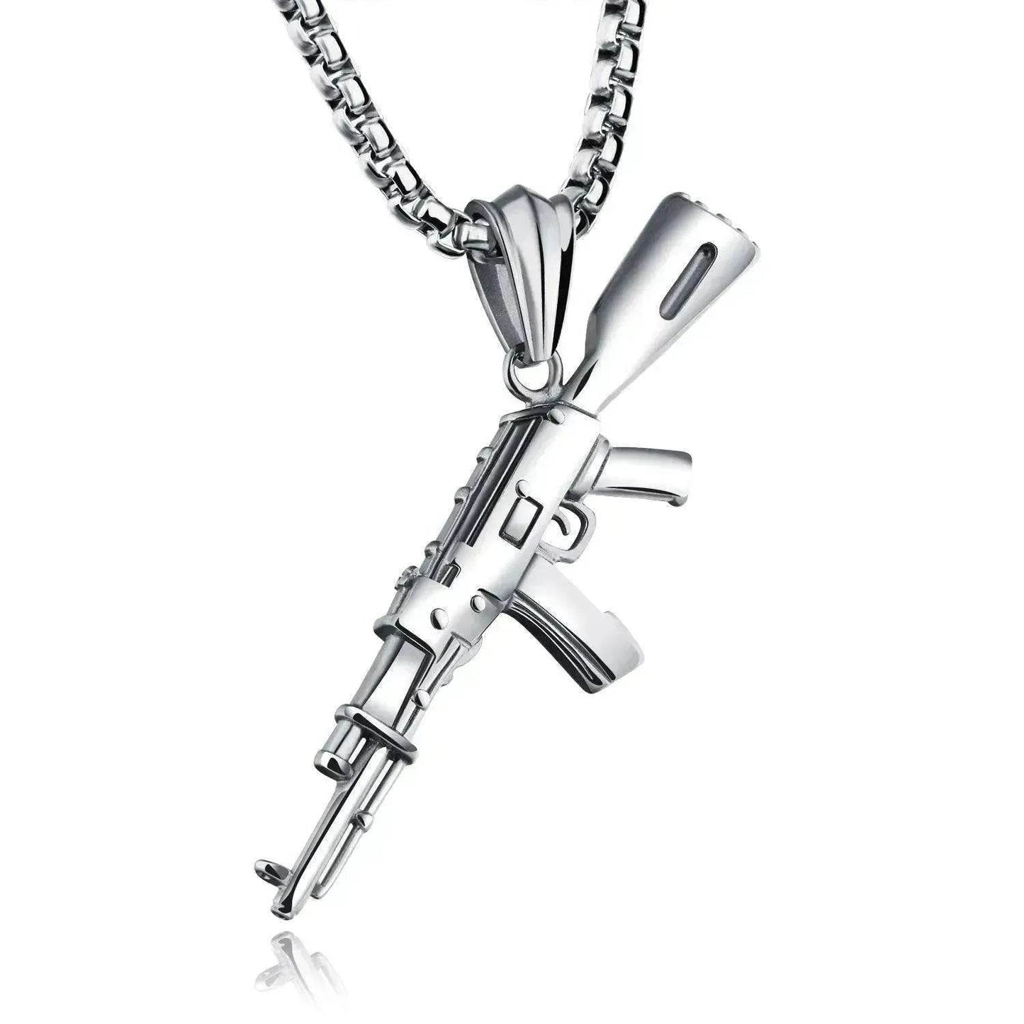 Men's AK47 Titanium Steel Street Hip-hop Electroplating Stainless Steel Gun Necklace