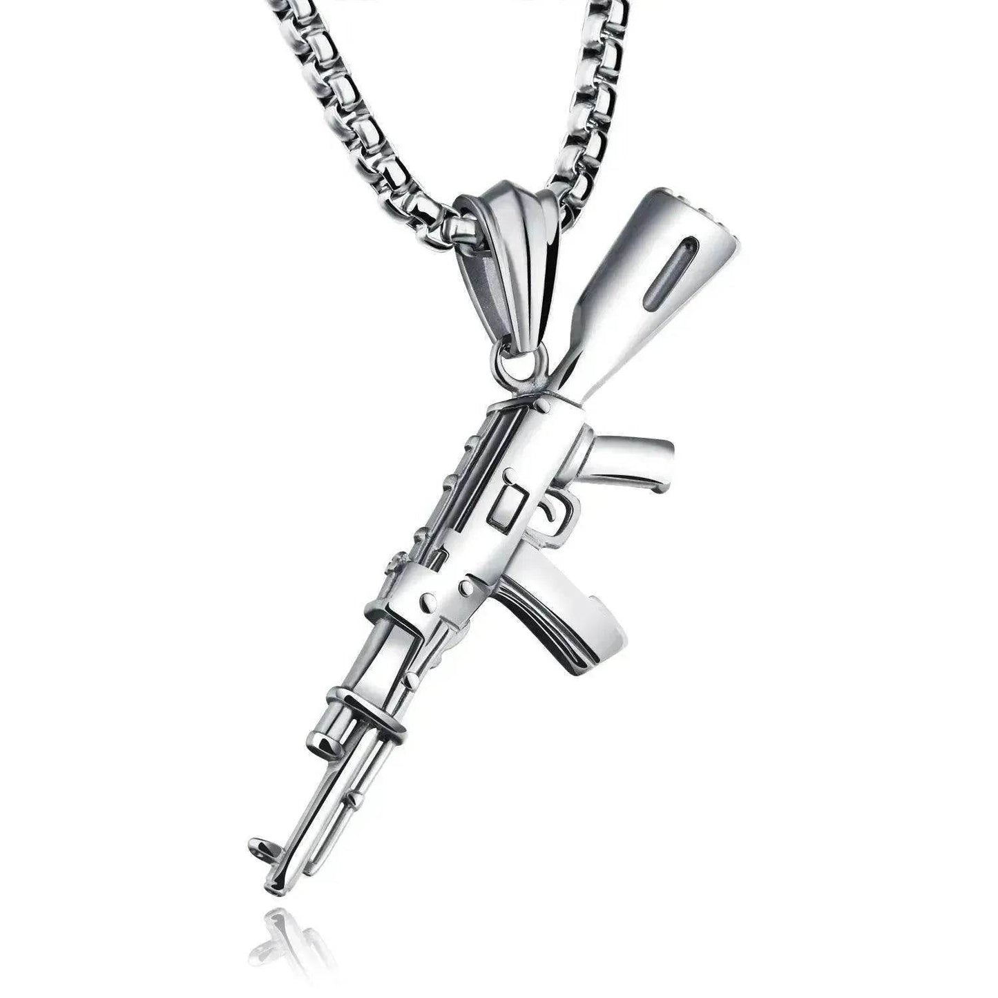 Men's AK47 Titanium Steel Street Hip-hop Electroplating Stainless Steel Gun Necklace