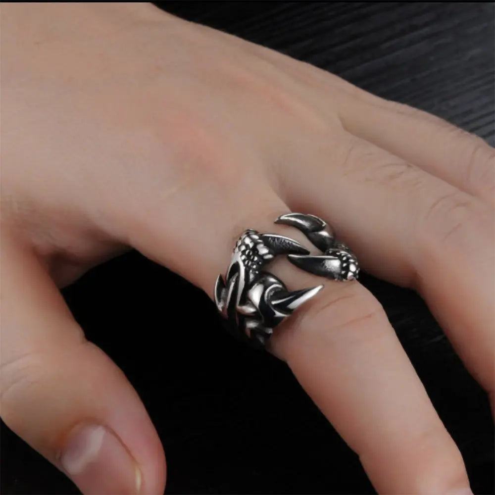 Men's Domineering Open Dragon Claw Ring Punk Chrome Jewelry Titanium Steel Dragon Claw Heart Party Rings For Men EX-STOCK Canada