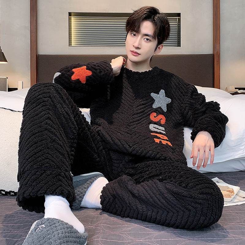 Men's Pajamas - Thickened Coral Velvet Suit EX-STOCK Canada