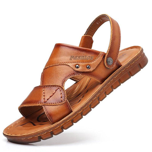 Men's Sandals Beach Shoes Top Layer Cattlehide Leather Fashion EX-STOCK Canada