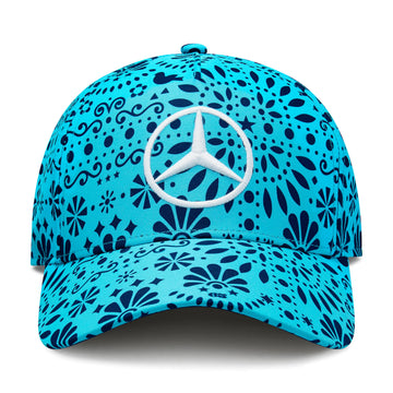 Mercedes AMG Petronas F1 George Russell Hat 2024 Mexico Special Edition - Blue Atoll - One Size Fits Most - Velora Luxury Fashion