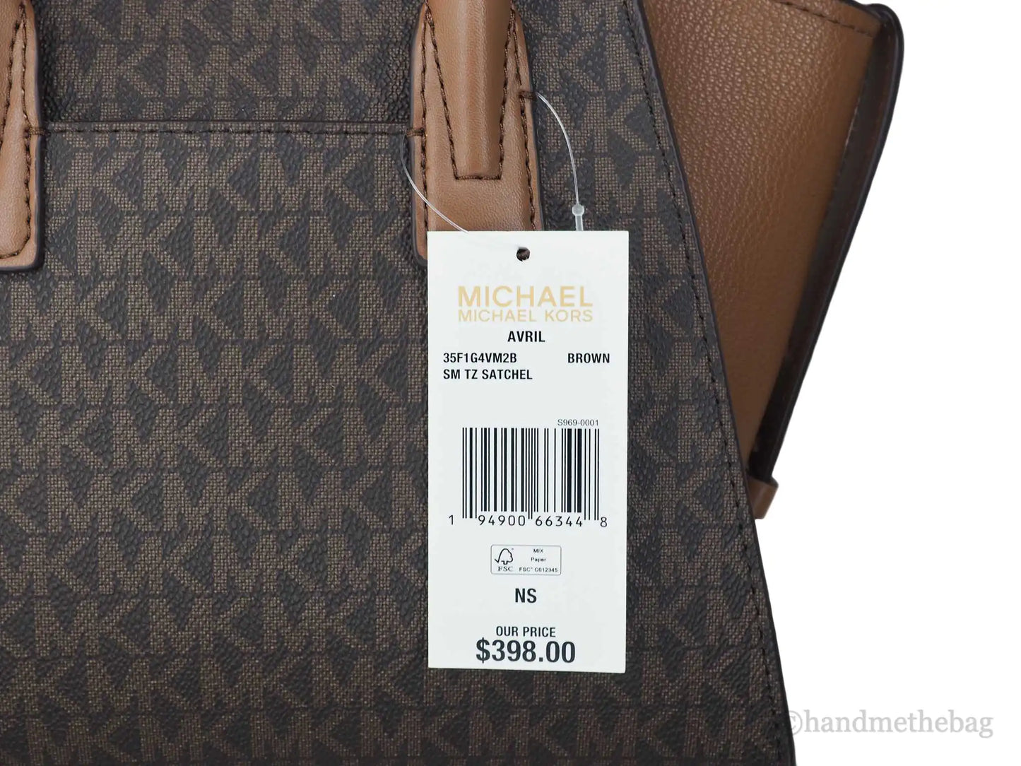 Michael Kors Avril Brown Signature PVC Leather Small Top Zip Satchel Convertible Handbag - Velora Luxury Fashion