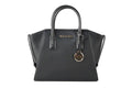 Michael Kors Avril Small Black Pebbled Leather Top Zip Satchel Crossbody Convertible Handbag - Velora Luxury Fashion