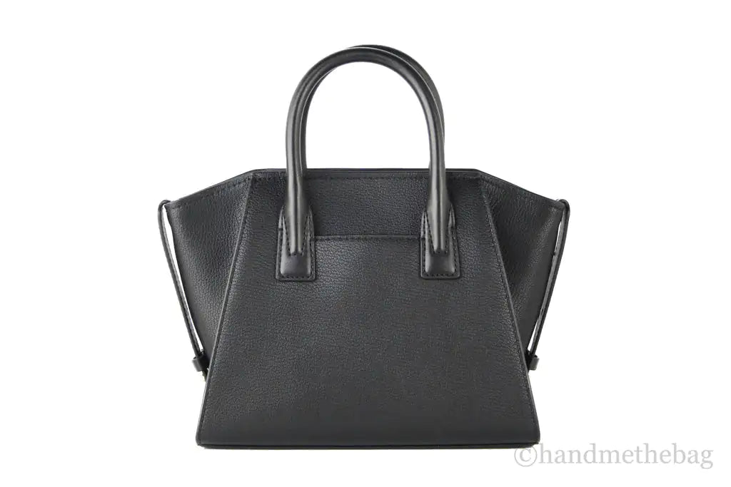 Michael Kors Avril Small Black Pebbled Leather Top Zip Satchel Crossbody Convertible Handbag - Velora Luxury Fashion