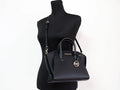 Michael Kors Avril Small Black Pebbled Leather Top Zip Satchel Crossbody Convertible Handbag - Velora Luxury Fashion