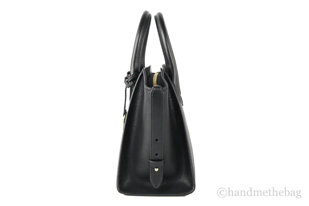 Michael Kors Avril Small Black Pebbled Leather Top Zip Satchel Crossbody Convertible Handbag - Velora Luxury Fashion