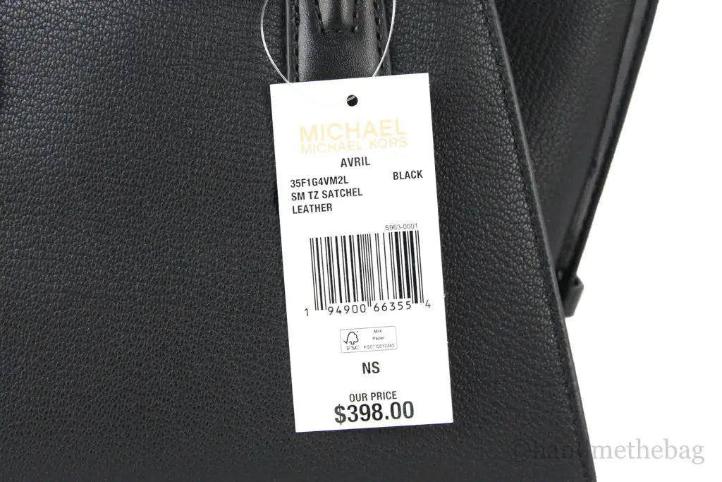 Michael Kors Avril Small Black Pebbled Leather Top Zip Satchel Crossbody Convertible Handbag - Velora Luxury Fashion