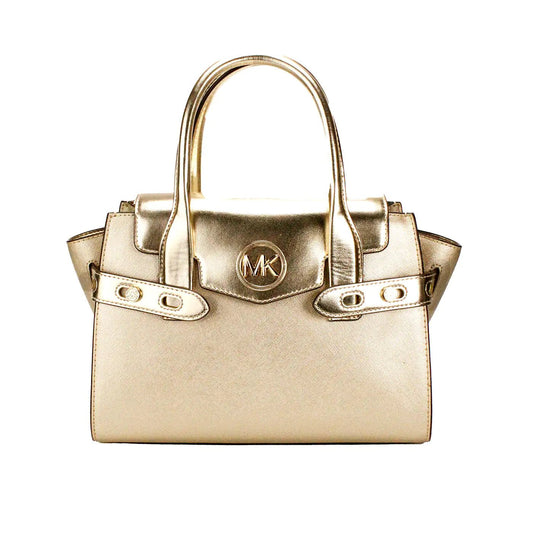 Michael Kors Carmen Gold Leather Satchel - Velora Luxury Fashion