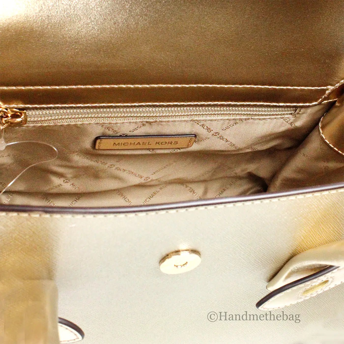 Michael Kors Carmen Gold Leather Satchel - Velora Luxury Fashion