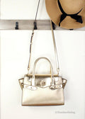 Michael Kors Carmen Gold Leather Satchel - Velora Luxury Fashion