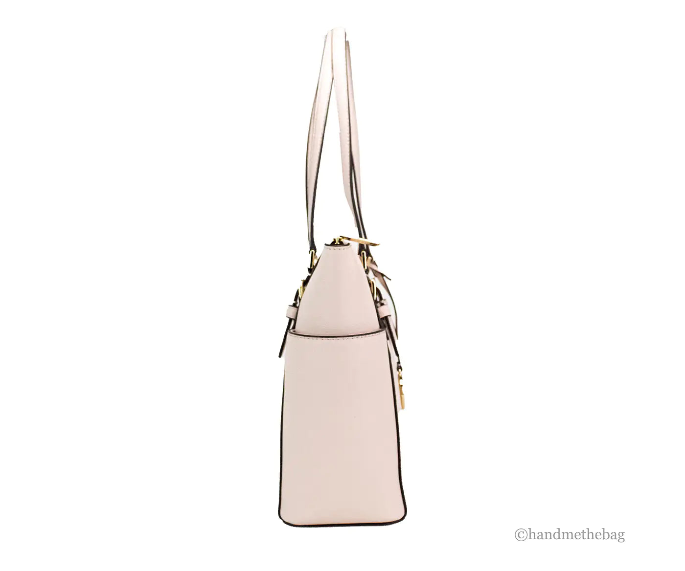 Michael Kors Charlotte Large Light Powder Blush Signature PVC Top Zip Tote Handbag - Velora Luxury Fashion