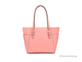 Michael Kors Charlotte Leather Tea Rose Shoulder Tote - Velora Luxury Fashion