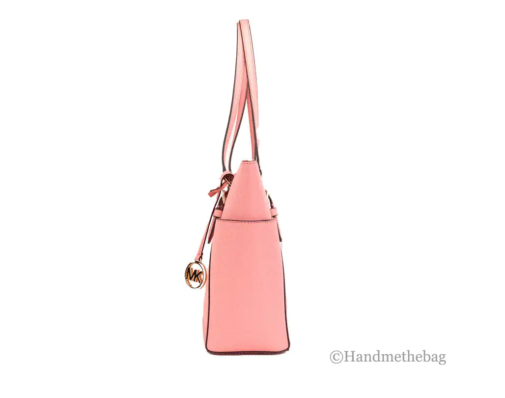 Michael Kors Charlotte Leather Tea Rose Shoulder Tote - Velora Luxury Fashion