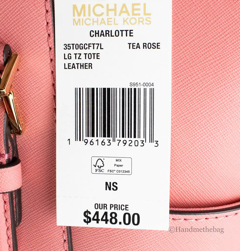 Michael Kors Charlotte Leather Tea Rose Shoulder Tote - Velora Luxury Fashion